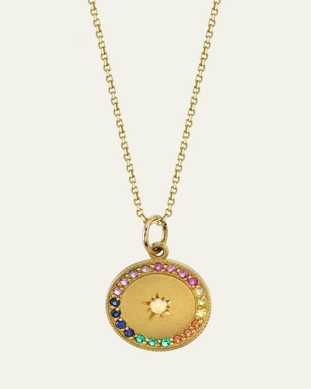 Full Moon Phase Multi-Sapphire Pendant Necklace